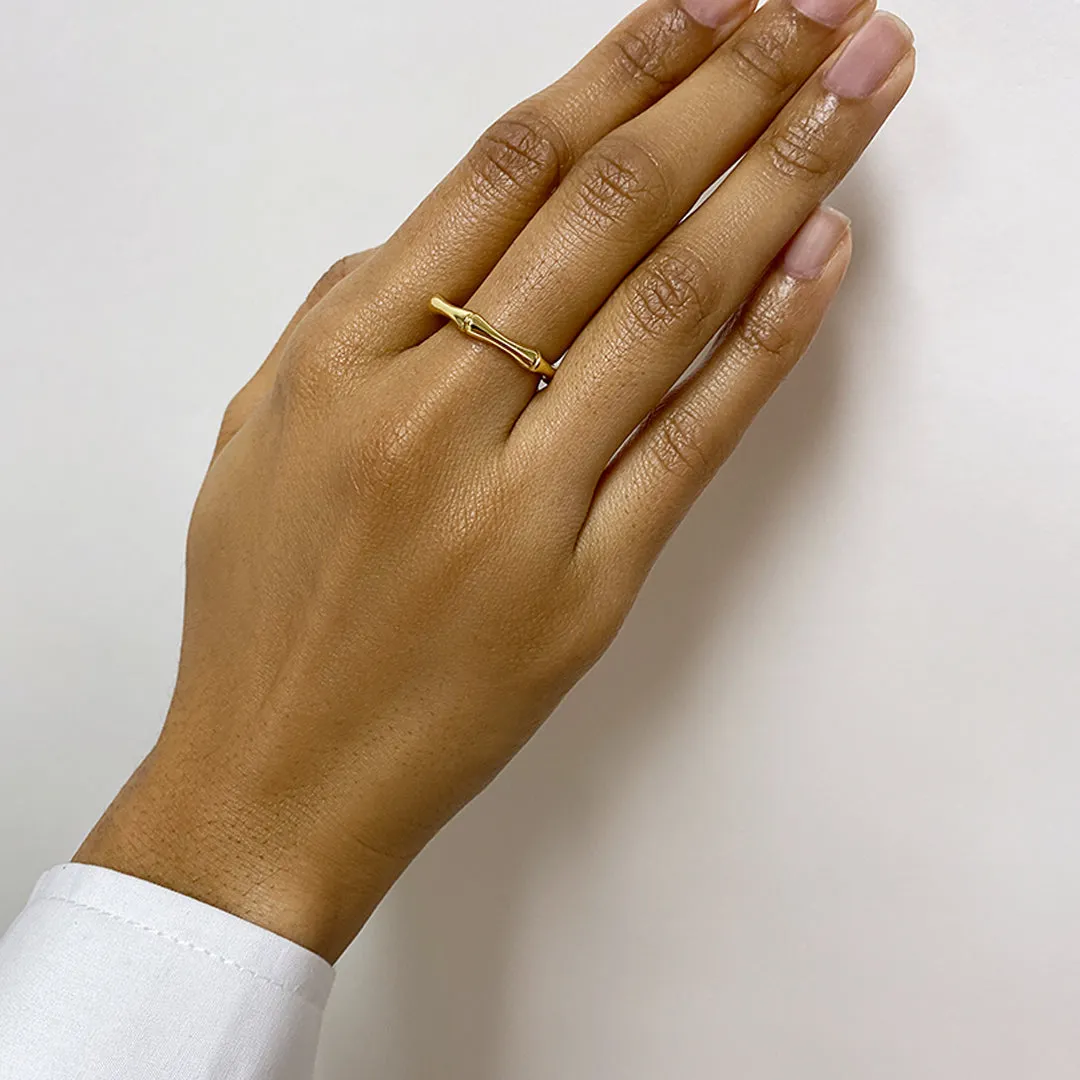 3mm Bamboo Band Ring gold