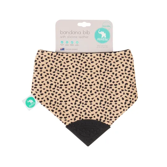 All 4 Ella Bandana Bib With Silicone Teether - Cheetah