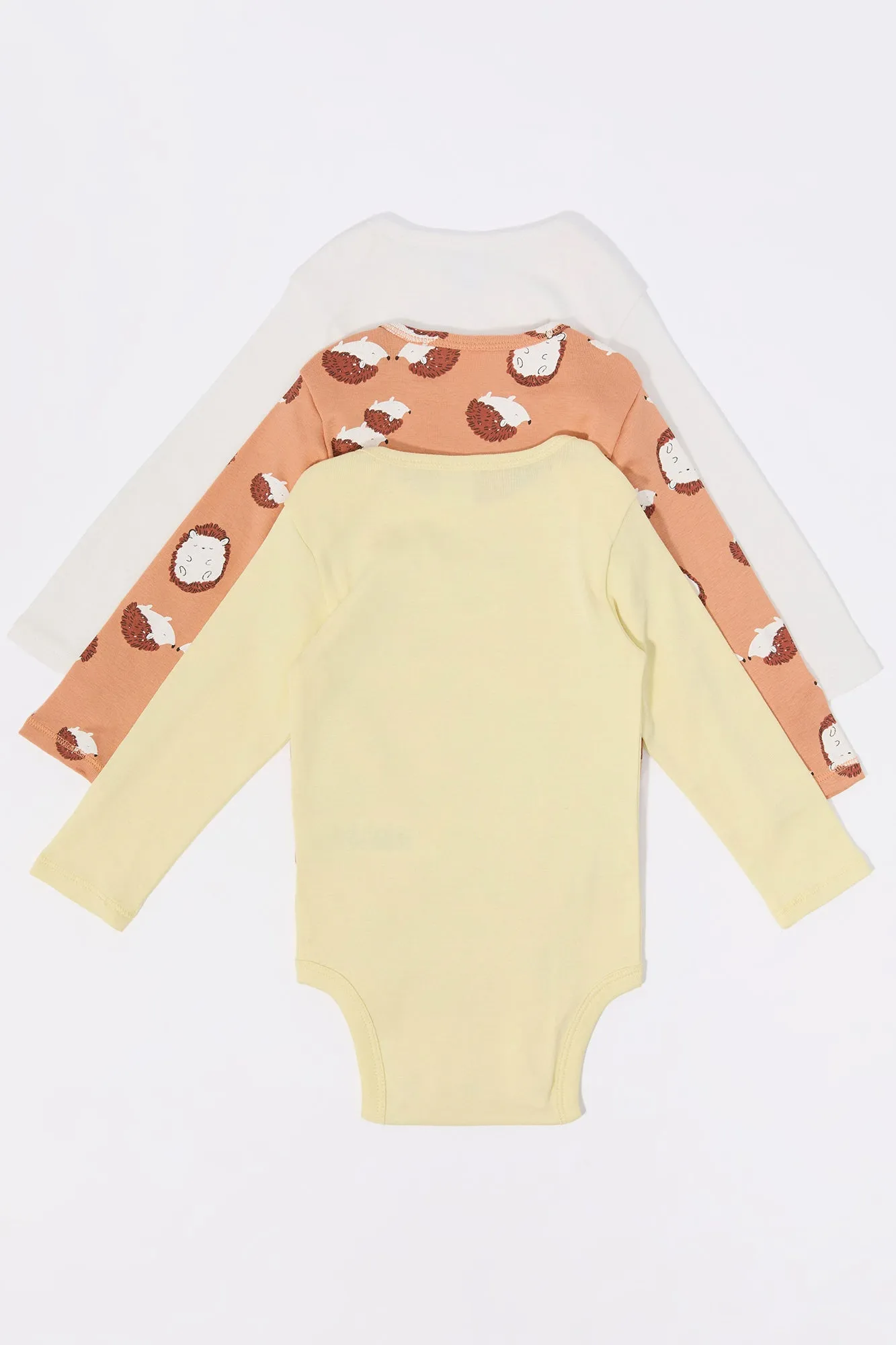 Baby Hedgehog Graphic Long Sleeve Onesie (3 Pack)