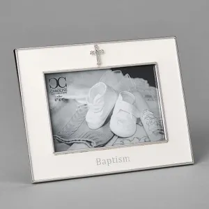 Baptism Frame with Crystal Cross 4x6