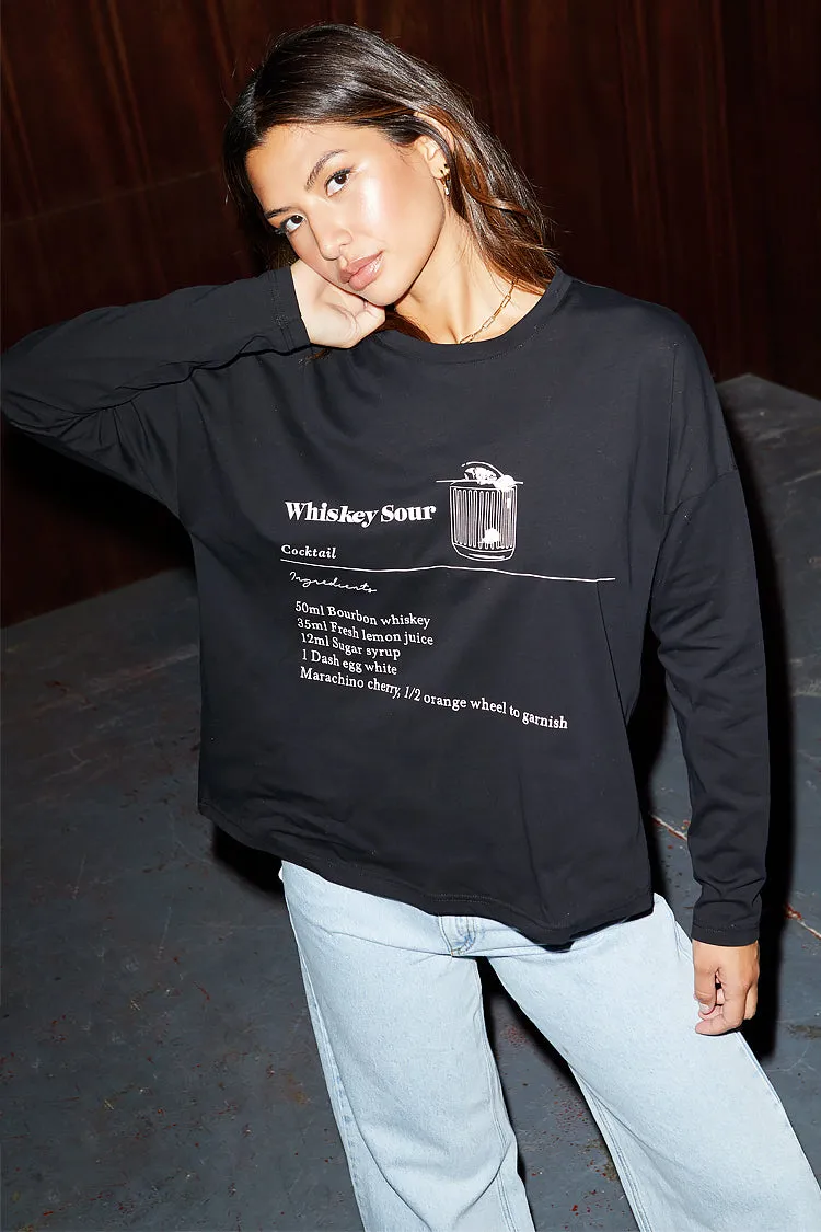 Black Whiskey Sours Long Sleeve T-Shirt