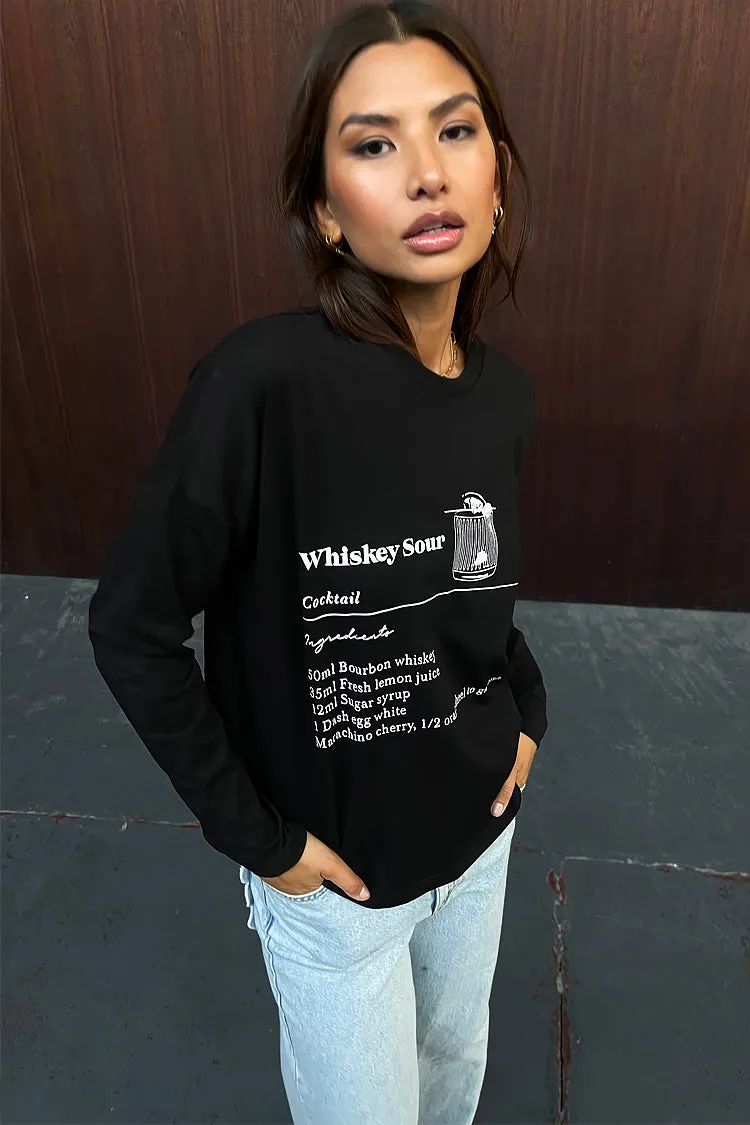 Black Whiskey Sours Long Sleeve T-Shirt