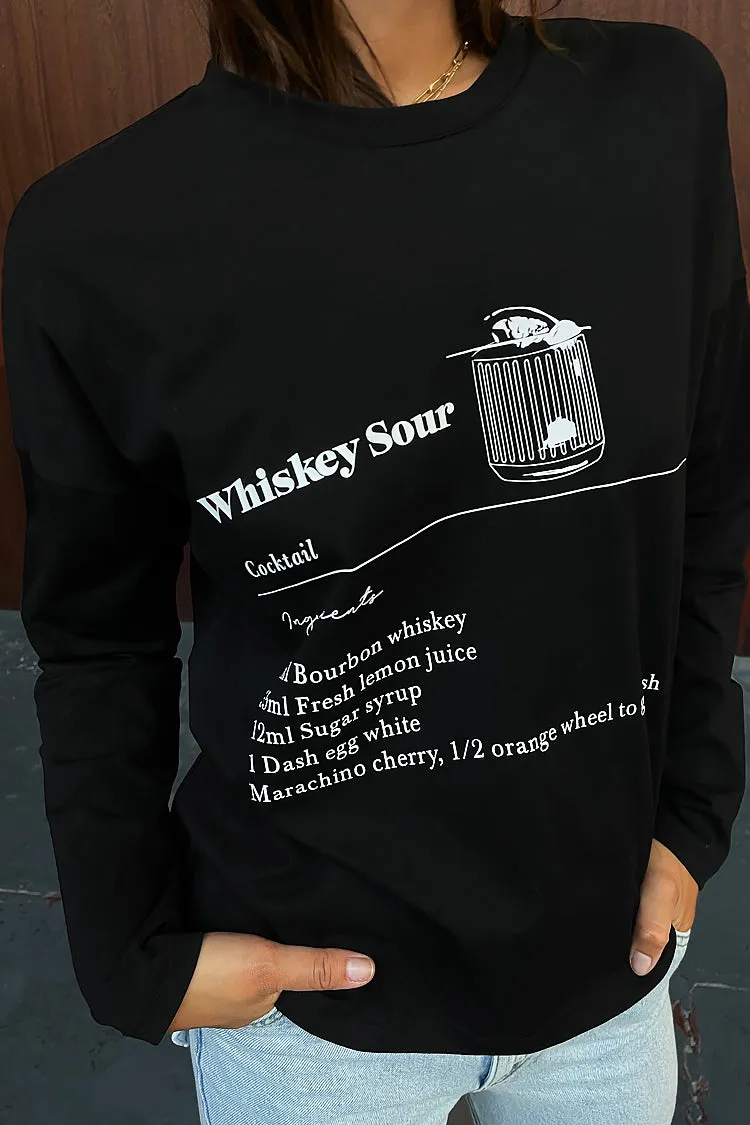 Black Whiskey Sours Long Sleeve T-Shirt