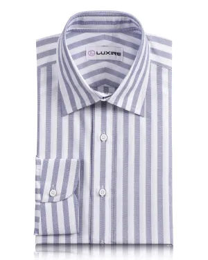 Blue End On End Wide Stripes Shirt