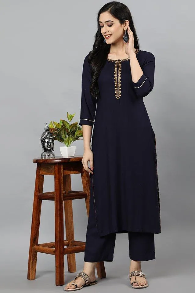 Blue Jehlum Kurta Pants Set