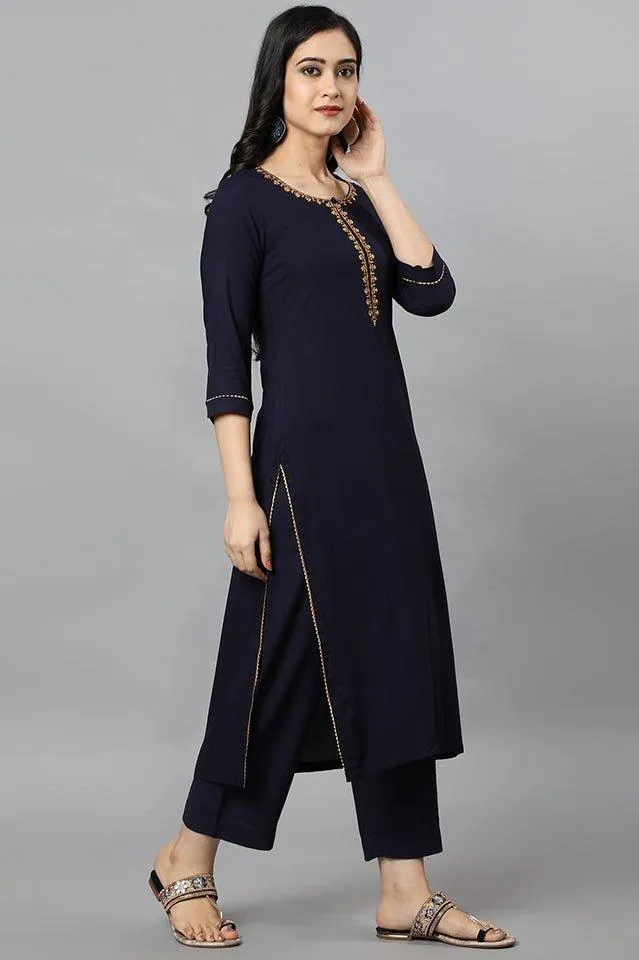 Blue Jehlum Kurta Pants Set