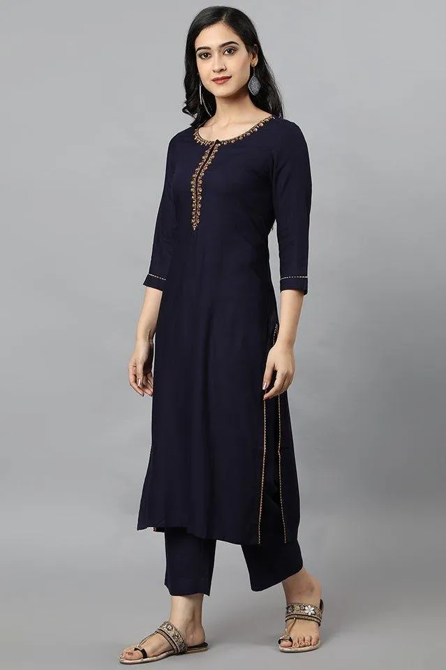 Blue Jehlum Kurta Pants Set