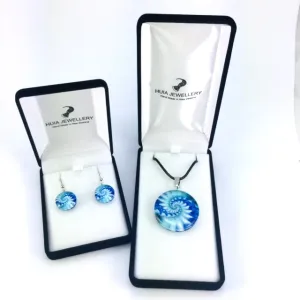 Blue Shell Pendant & Earring Set