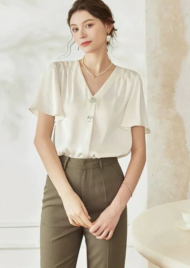 BUTTON DRAPED SLEEVE TOPS