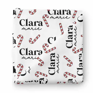 Candy Cane Personalized Swaddle Blanket