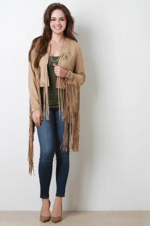 Cropped Suede Jacket With Fringe