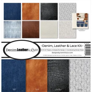 Denim leather lace paper by reminisce