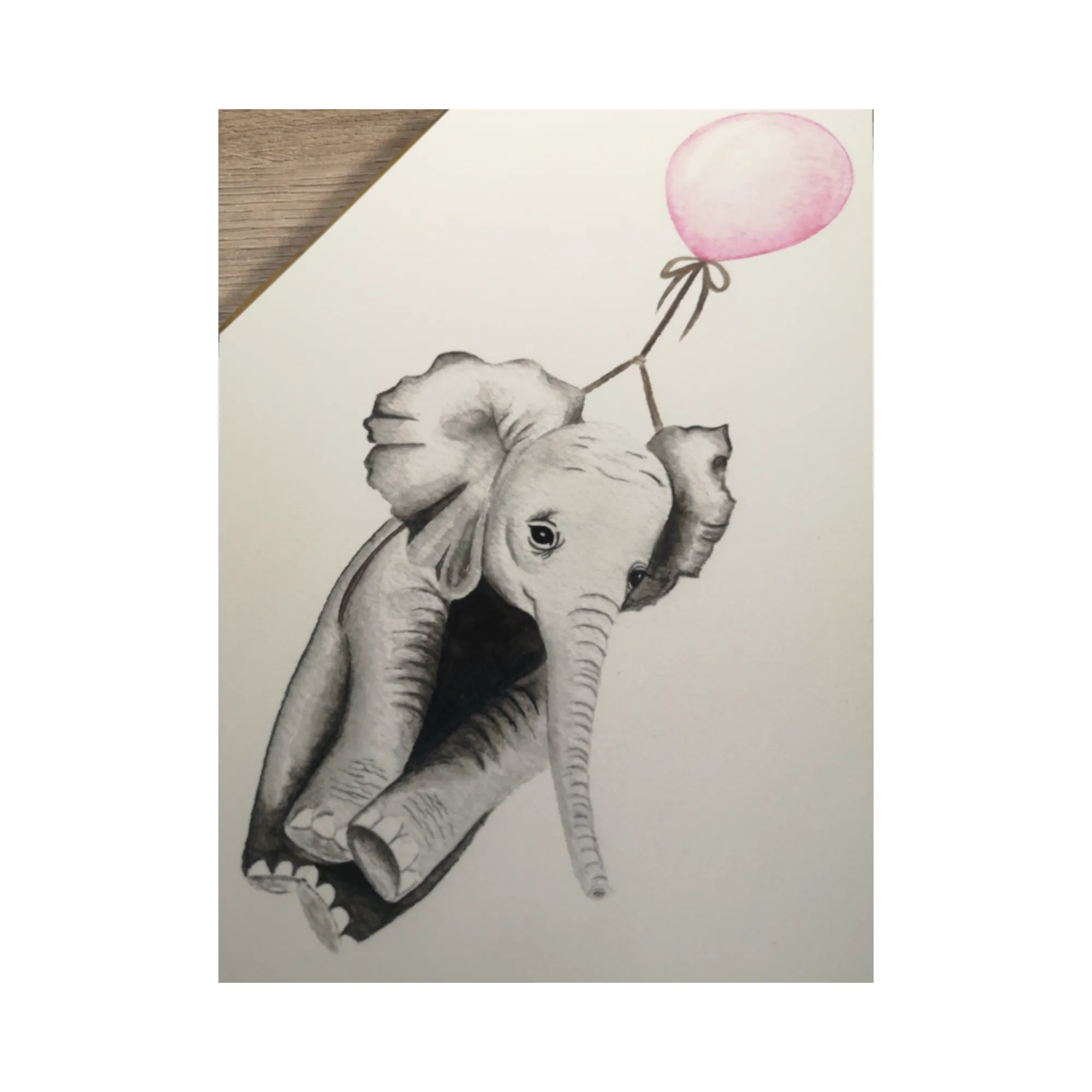 Elephant with Pink Balloon