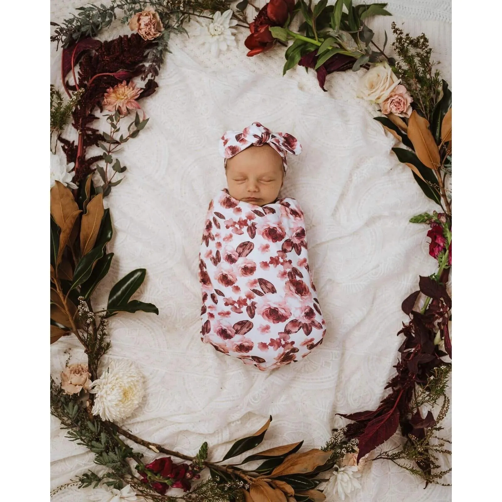 Fleur Snuggle Swaddle & Topknot Set