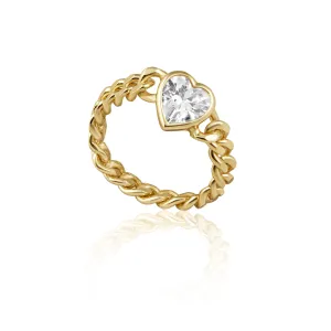 Heart Bezel Chain Ring