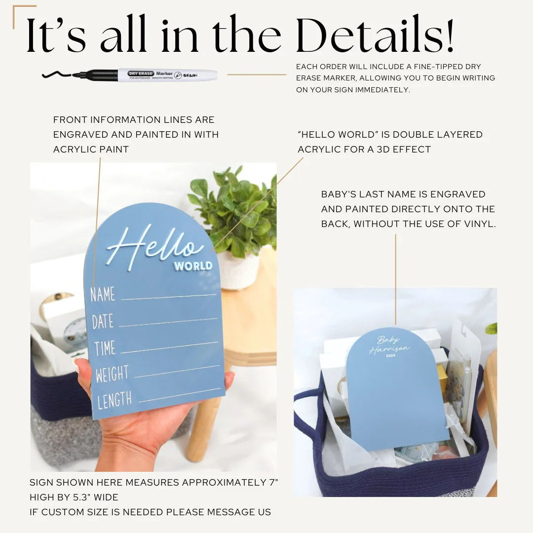 Hello World Baby Announcement Sign