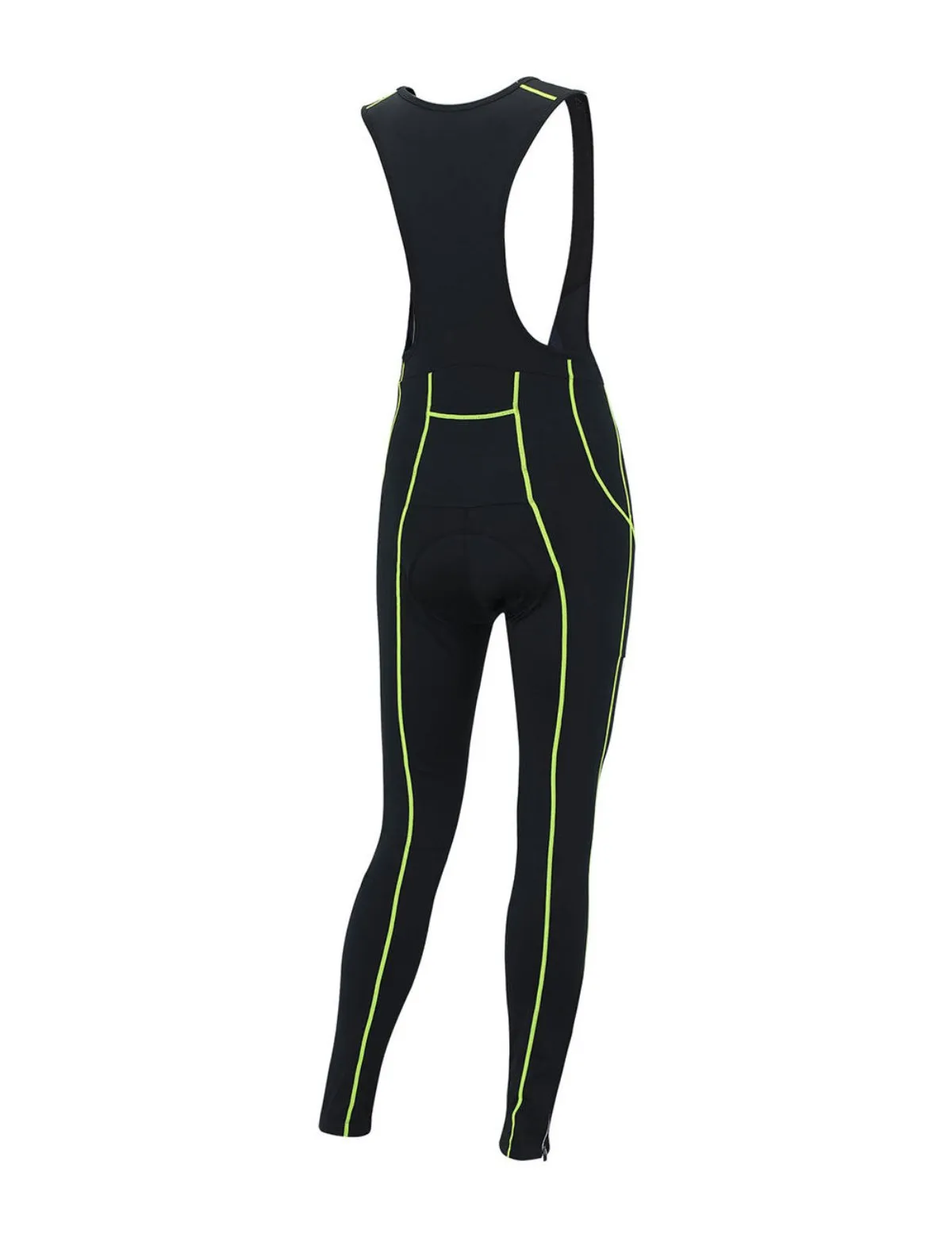 Herren Thermo Fahrradhose Lang Trägerhose Pro Schwarz - Neon