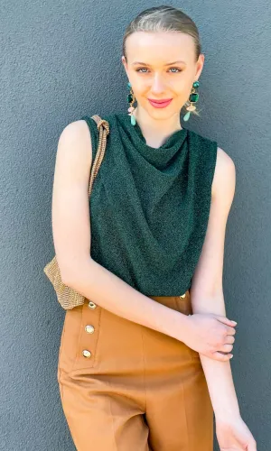 Hoss Green Cowl Neck Top