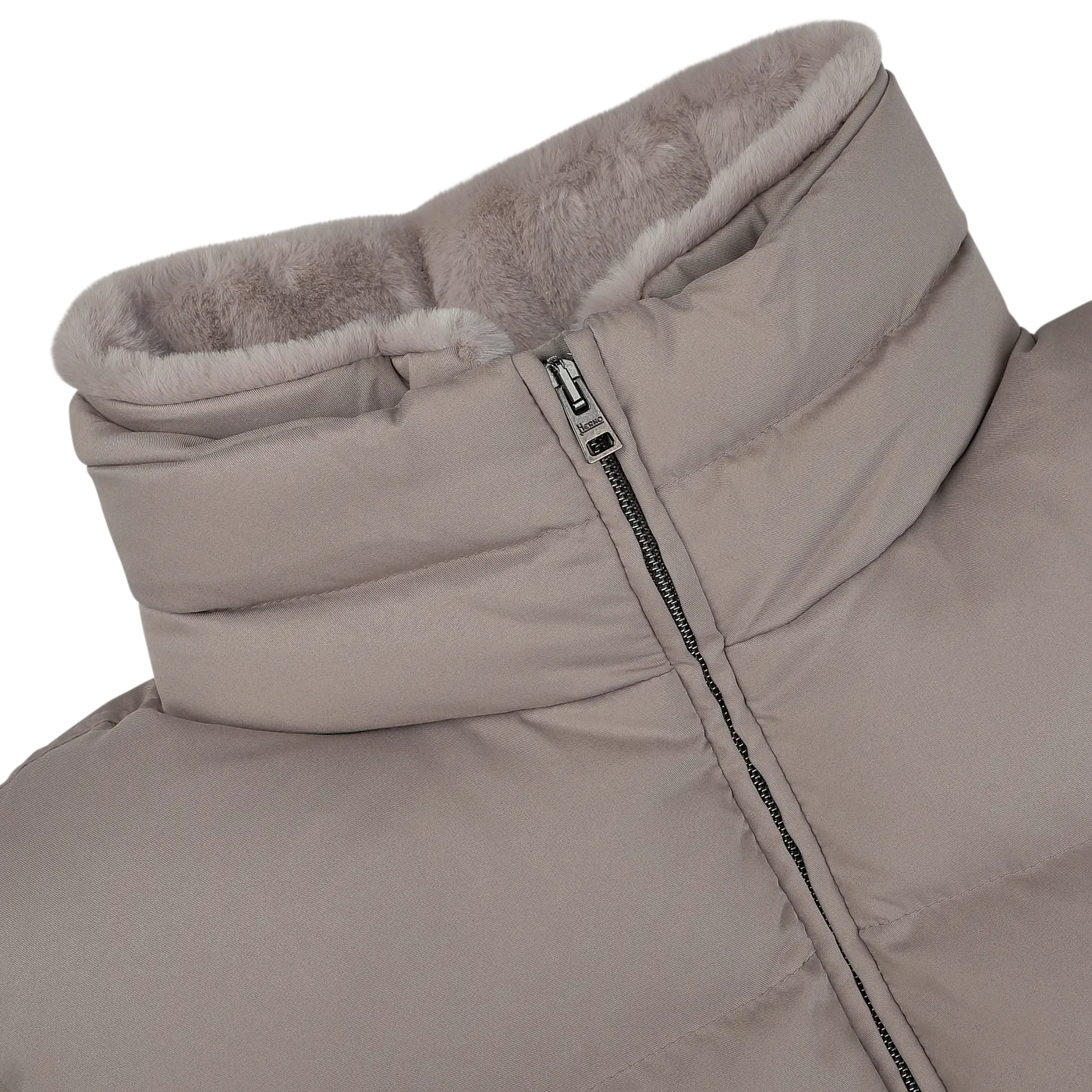 Light Beige Nylon Goose Down Quilted Gilet