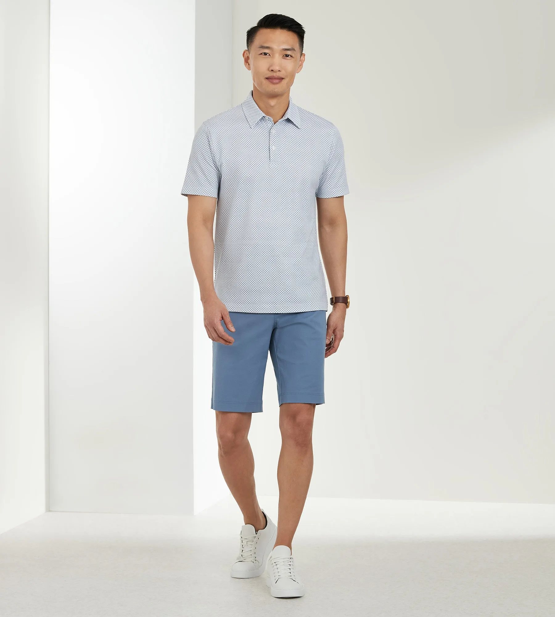 Modern Fit Short Sleeve Printed Cotton Polo