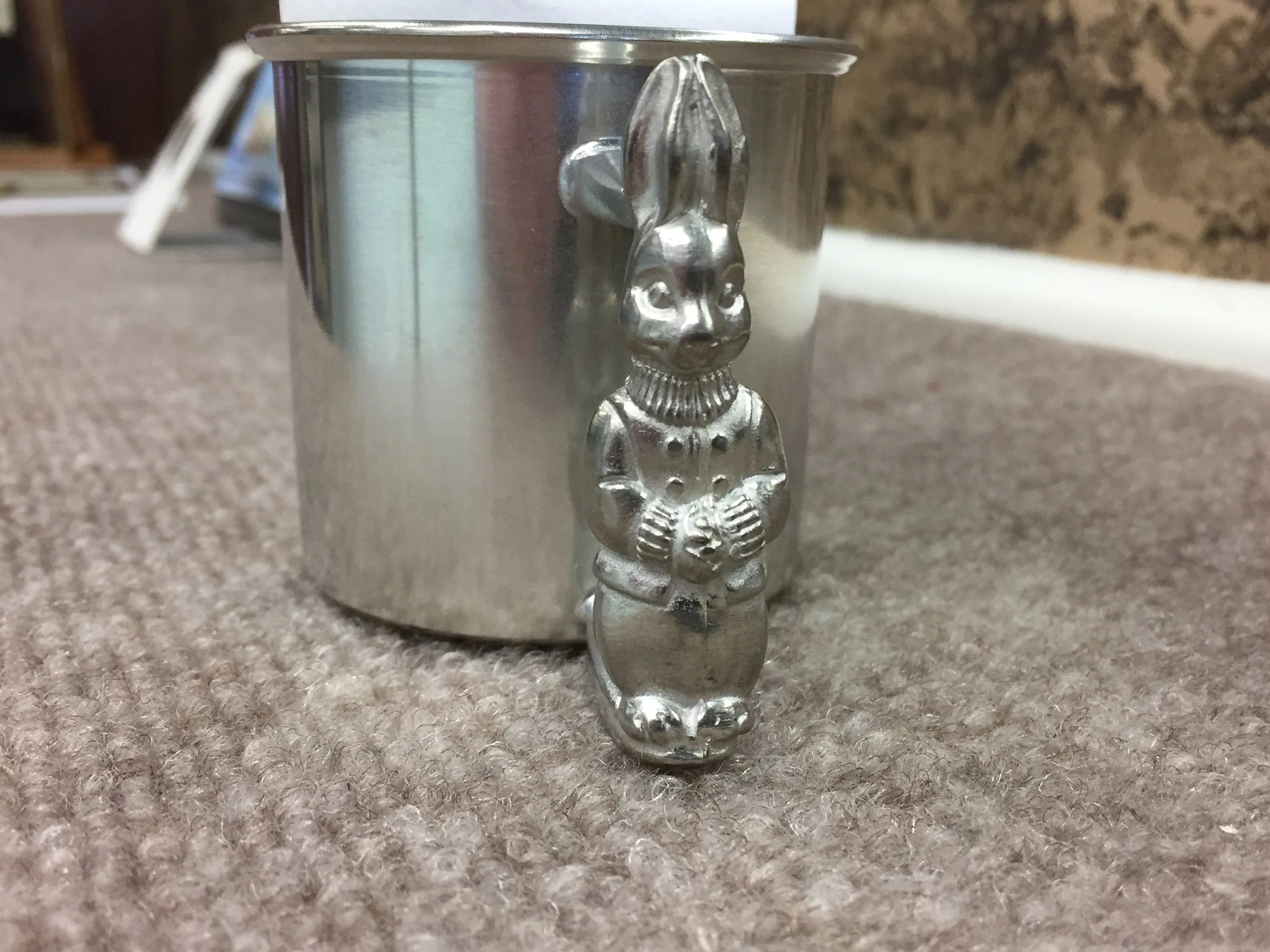 Pewter Bunny Rabbit  Baby Cup