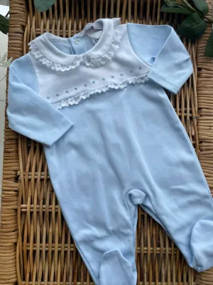 Popys Blue Babygrow  with White  Detailing 26044