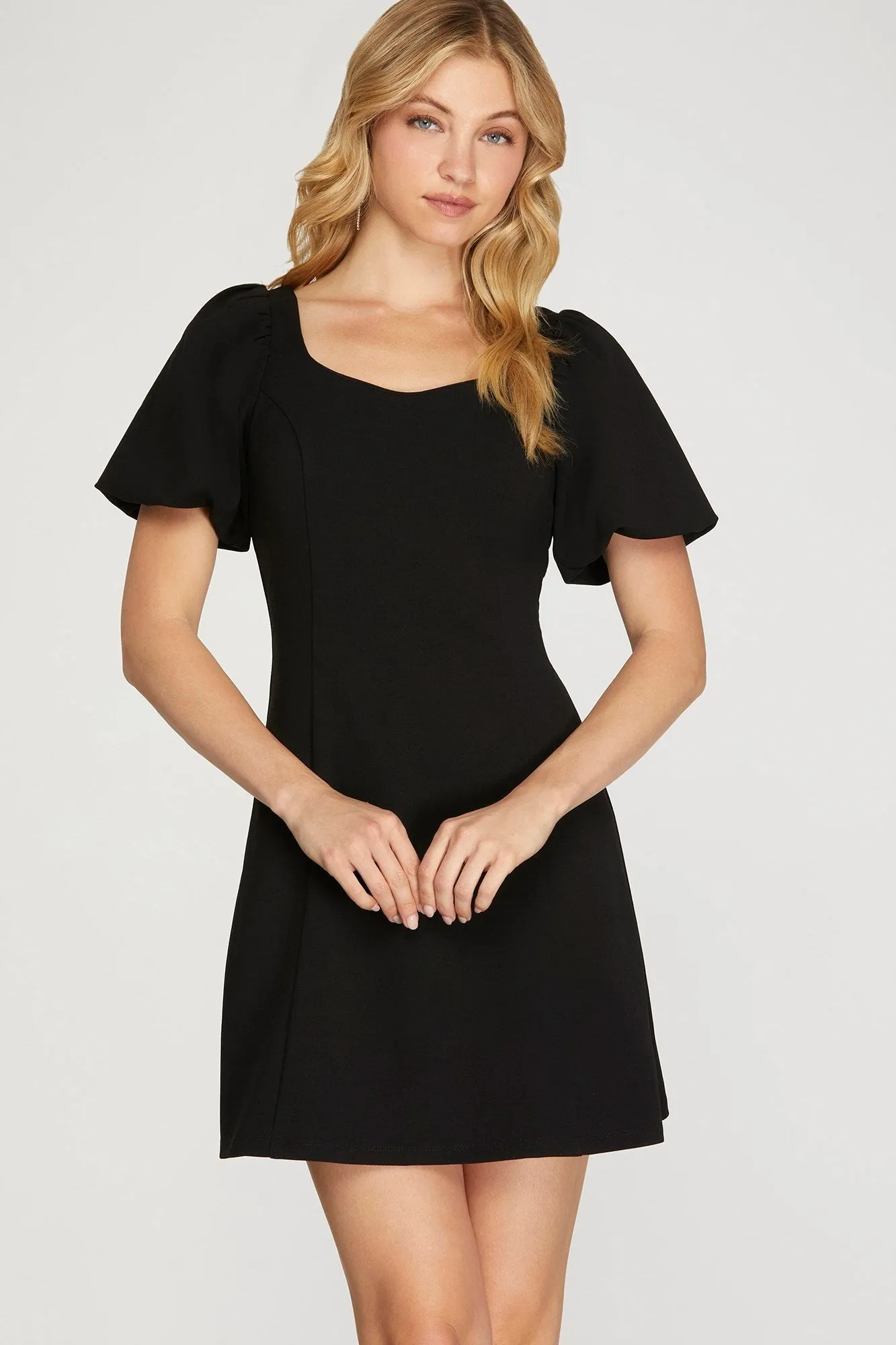 Puff Short Sleeve Heavy Knit Dress