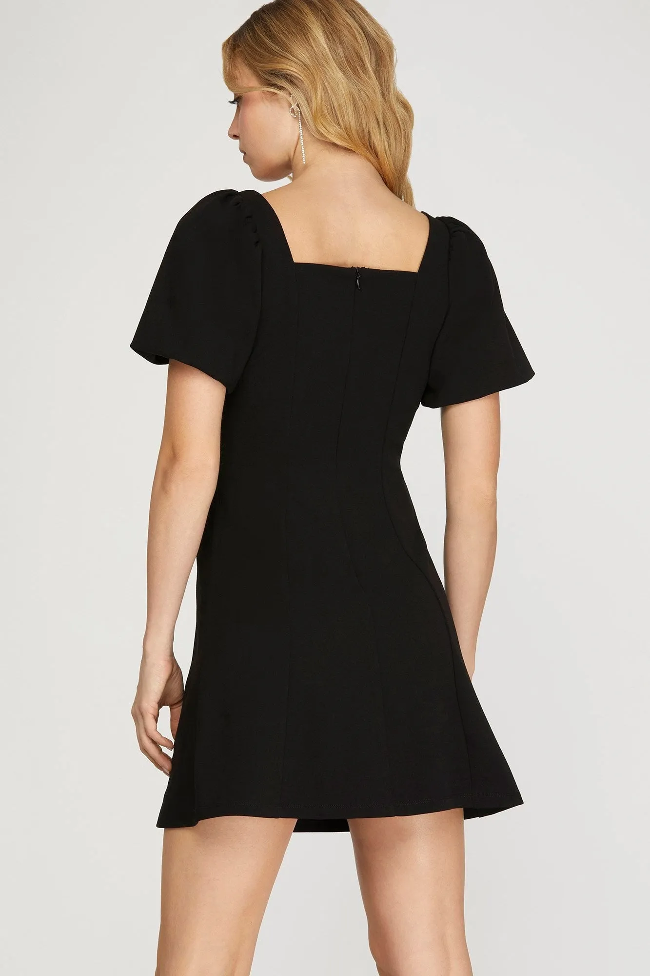 Puff Short Sleeve Heavy Knit Dress