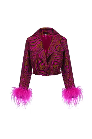 Raspberry Marilyn Jacket With Feathers