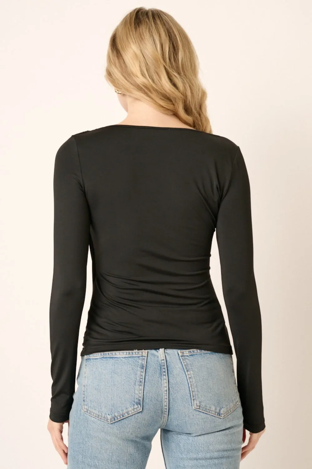 Ruched Long Sleeve Slim Top