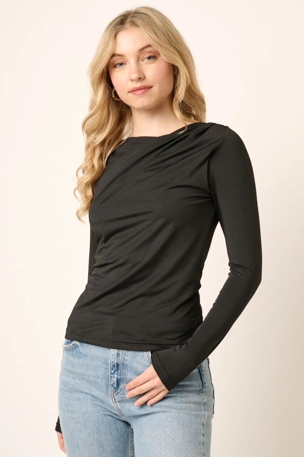 Ruched Long Sleeve Slim Top