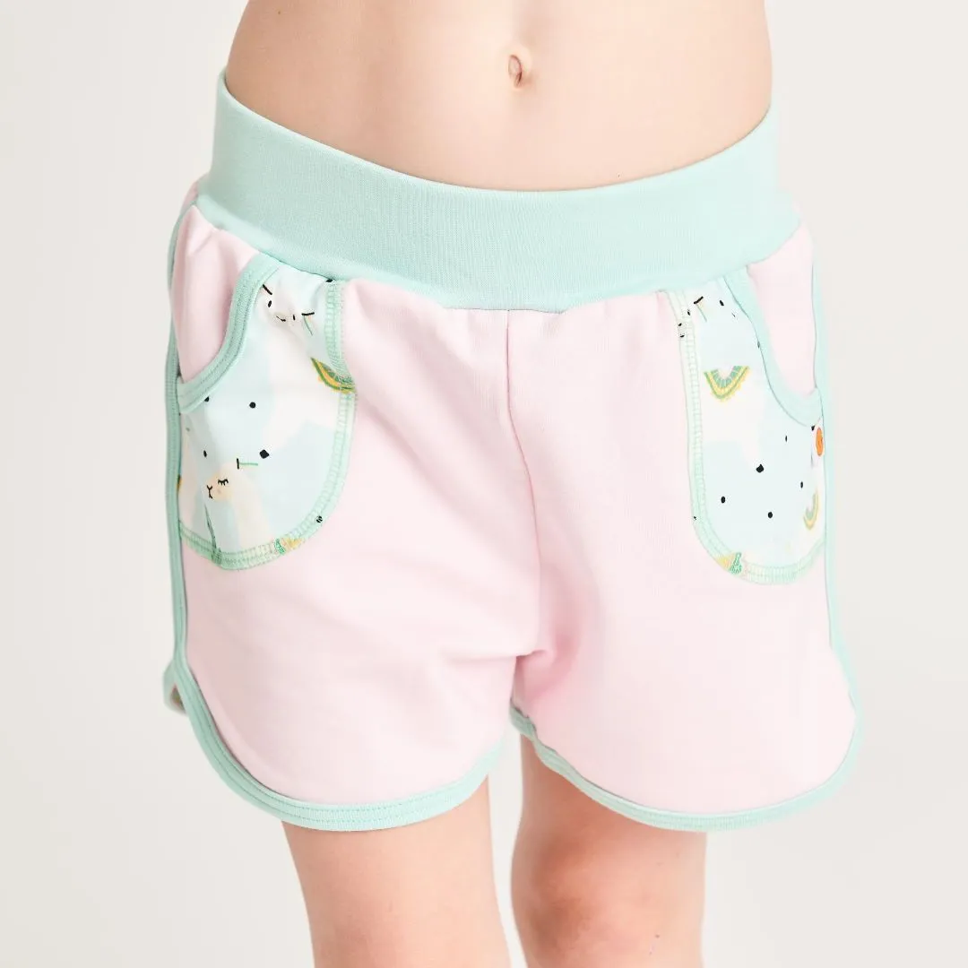 Shorts "Summersweat Baby Pink/Alpakas Turquoise"