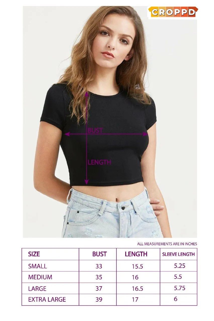 Sound Wave Graphic Printed Black Crop Top