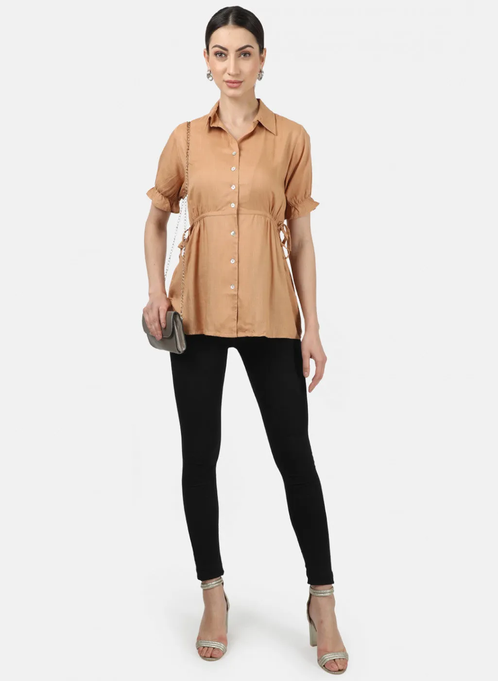 Womens Khaki Plain Tops